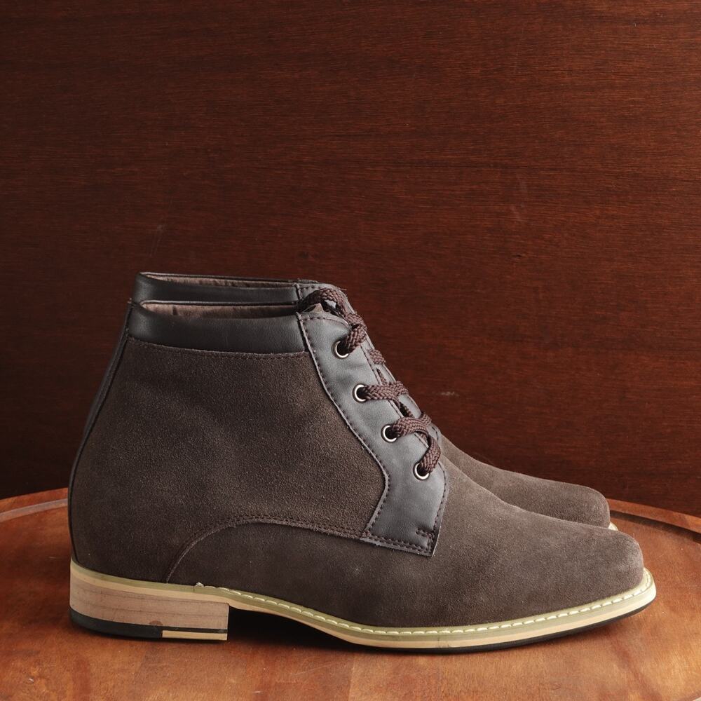 Calto Boots Mens Size 6.5 Brown Elevator Height Increasing Chukka‎ Ankle Casual
